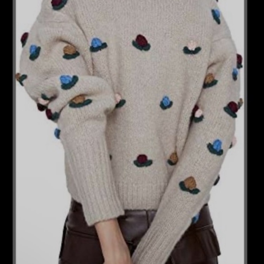 Zara Crochet Floral Knit Cardigan Cottagecore size M - Picture 3 of 16
